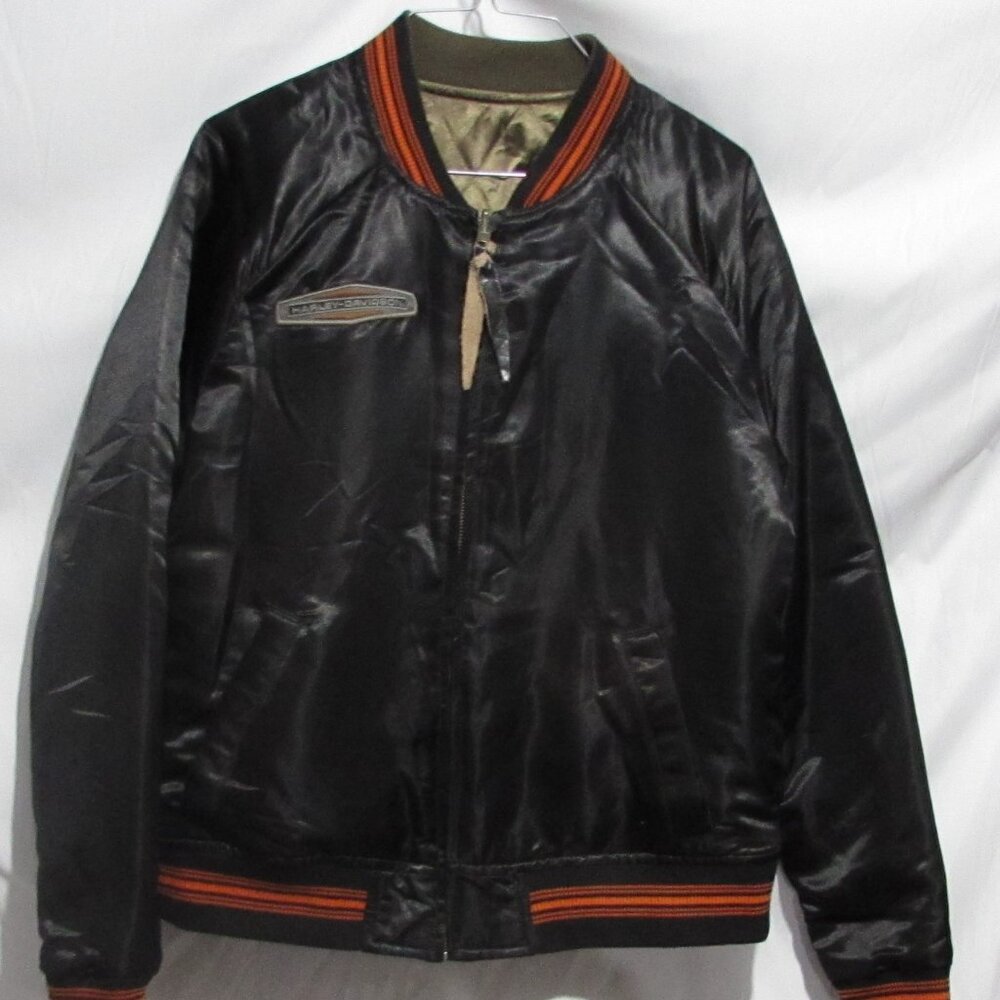 Woman's reversible authentic Harley-Davidson coat black green medium